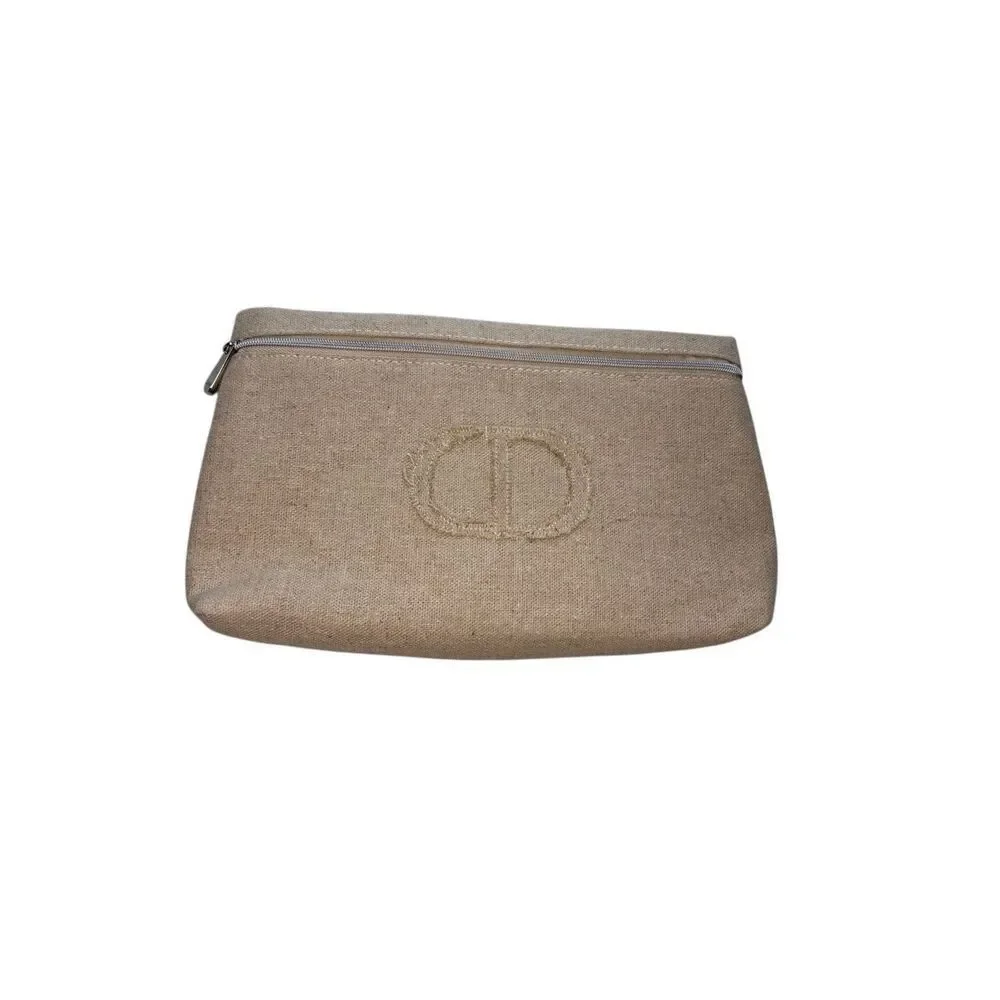 Christian Dior logo makeup pouch - linen/cotton